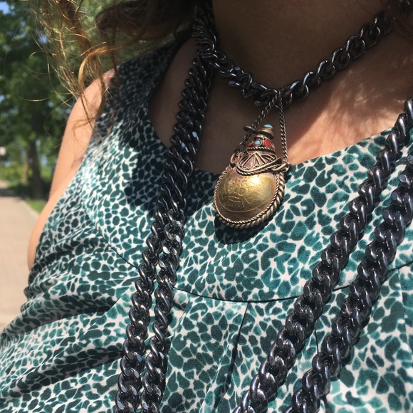 vintage charm heavy chain necklaces.1 choker 2long - Picture 4 of 4